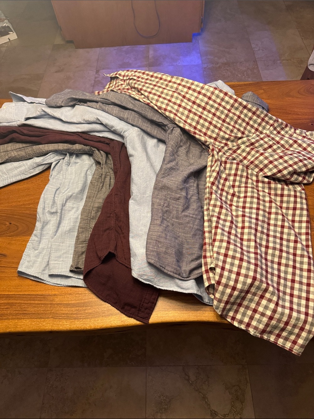 Casual Men's Button-Up Bundle - Light Blue, Burgundy, Gray, Plaid